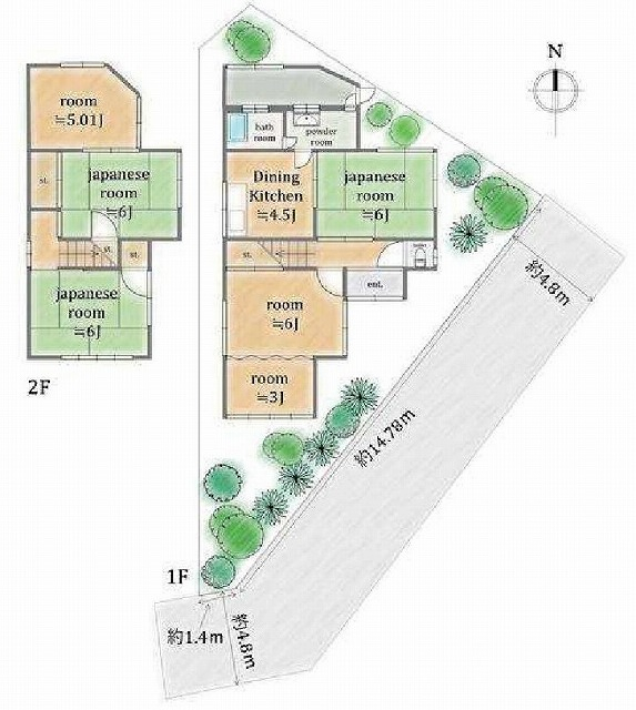 JR 太秦駅 徒歩15分
構造:木造
土地面積:94.3平米 ( 28.52坪 ) 建物面積:62.64平米 ( 18.94坪 )