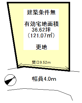 JR 花園駅 徒歩11分
土地面積:121.07平米 ( 36.62坪 )