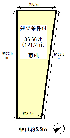 JR 太秦駅 徒歩15分
土地面積:121.2平米 ( 36.66坪 )