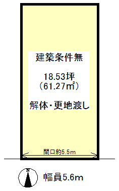JR 太秦駅 徒歩19分
土地面積:61.27平米 ( 18.53坪 )